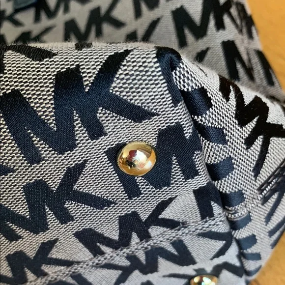 Michael Kors Black and Tan Tote with Geometric Pattern - Picture 10 of 13